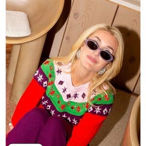 ANTONIO MELANI x The Net Note Kiley Fair Isle Nordic Crop Style Sweater Size S